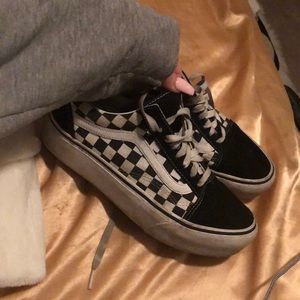Pre loved platform checkered vans